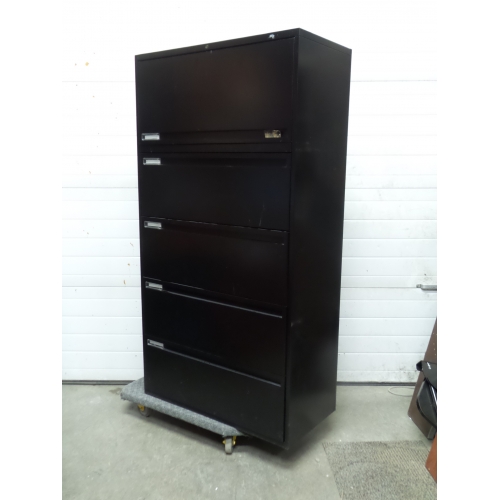 Black 5 Drawer Flip Front Top Lateral File Locking Allsold